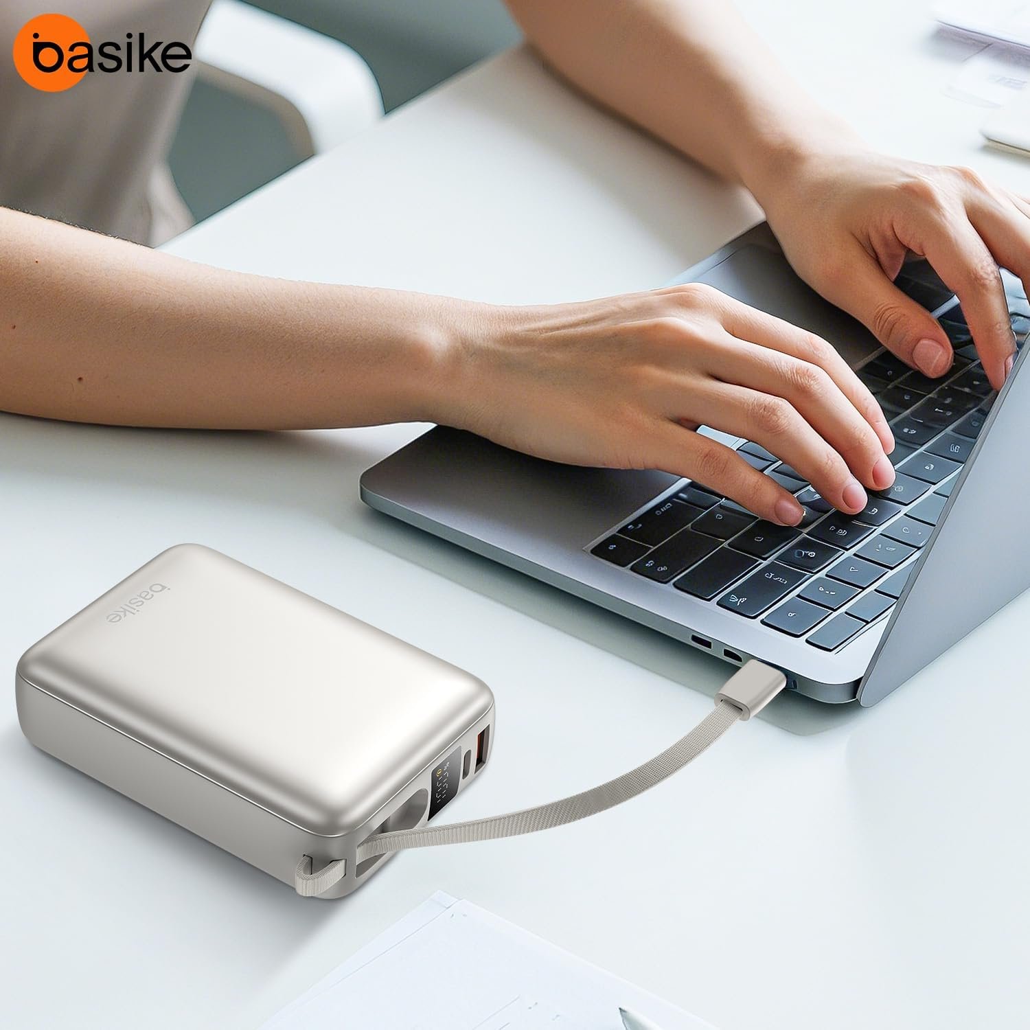 Basike Carregador Portátil, Power Bank 20000mAh com Cabos Integrados, Carregamento Rápido 22.5W(MAX), Compacto, Led Indicador de Bateria para iPhone/Samsung/Huawei/Xiaomi (Cinza) - Imagem 8