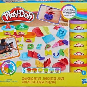Play-Doh, Massinha de Modelar Infantil, Kit Inicial de Letras – Conjunto de Brinquedo com 26 Carimbos e 6 Potes – A partir de 3 Anos