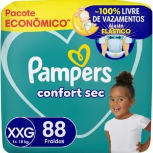 Pampers Confort Sec Fralda Descartável com cintura elástica Tamanho XXG, 88 Unidades