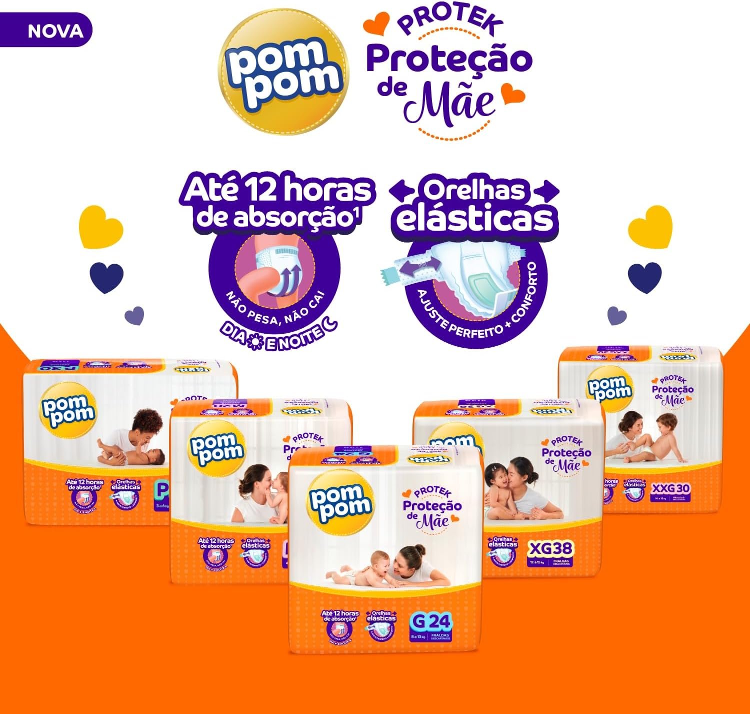 Fralda Pom Pom Protek Proteção de Mãe Mega XG 38 Unidades - Imagem 8