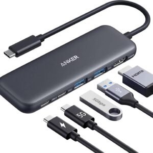 Anker 332 Hub USB-C [5 em 1, HDMI 4K, 2 Portas USB-A 5 Gbps], Compatível com MacBook Pro, MacBook Air, Dell XPS, Lenovo ThinkPad, HP e Mais