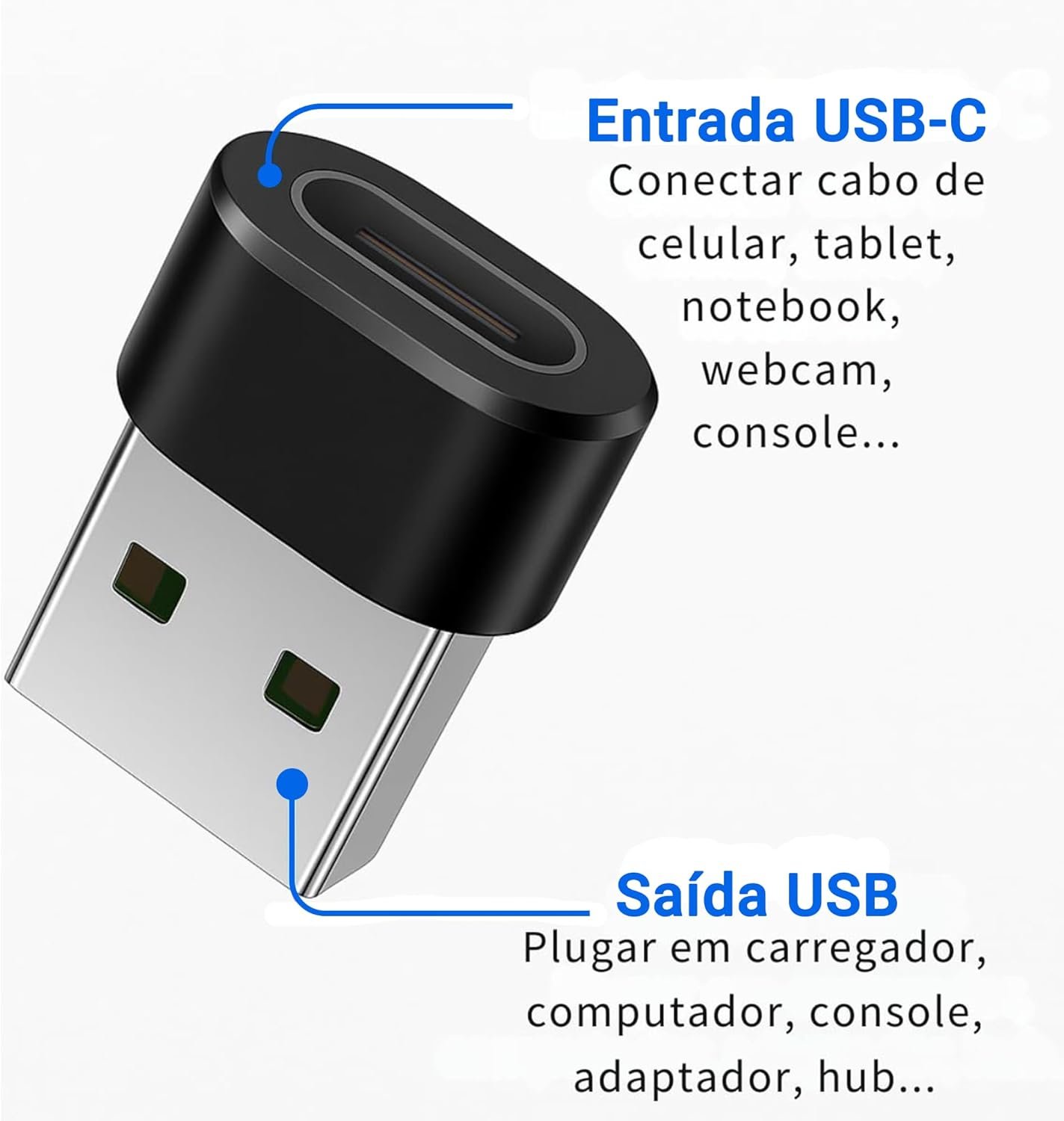 Adaptador USB Tipo C para USB Comum (Tipo A), Carregamento Rápido 30W, OTG Plug, Compatível com iPhone 11 12 13 14 15 16 17 Pro Max, Android, Carro, Power Bank, Transferência de Dados - Imagem 2