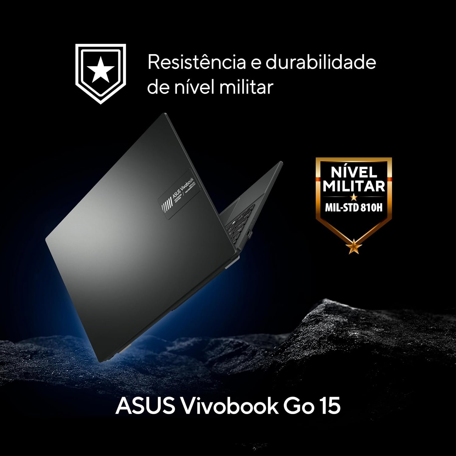 Notebook ASUS VivoBook Go 15, AMD RYZEN 5 7520U, 8GB, 256GB SSD, KeepOS, Tela 15,6" FHD, Mixed Black - E1504FA-NJ731 - Imagem 5