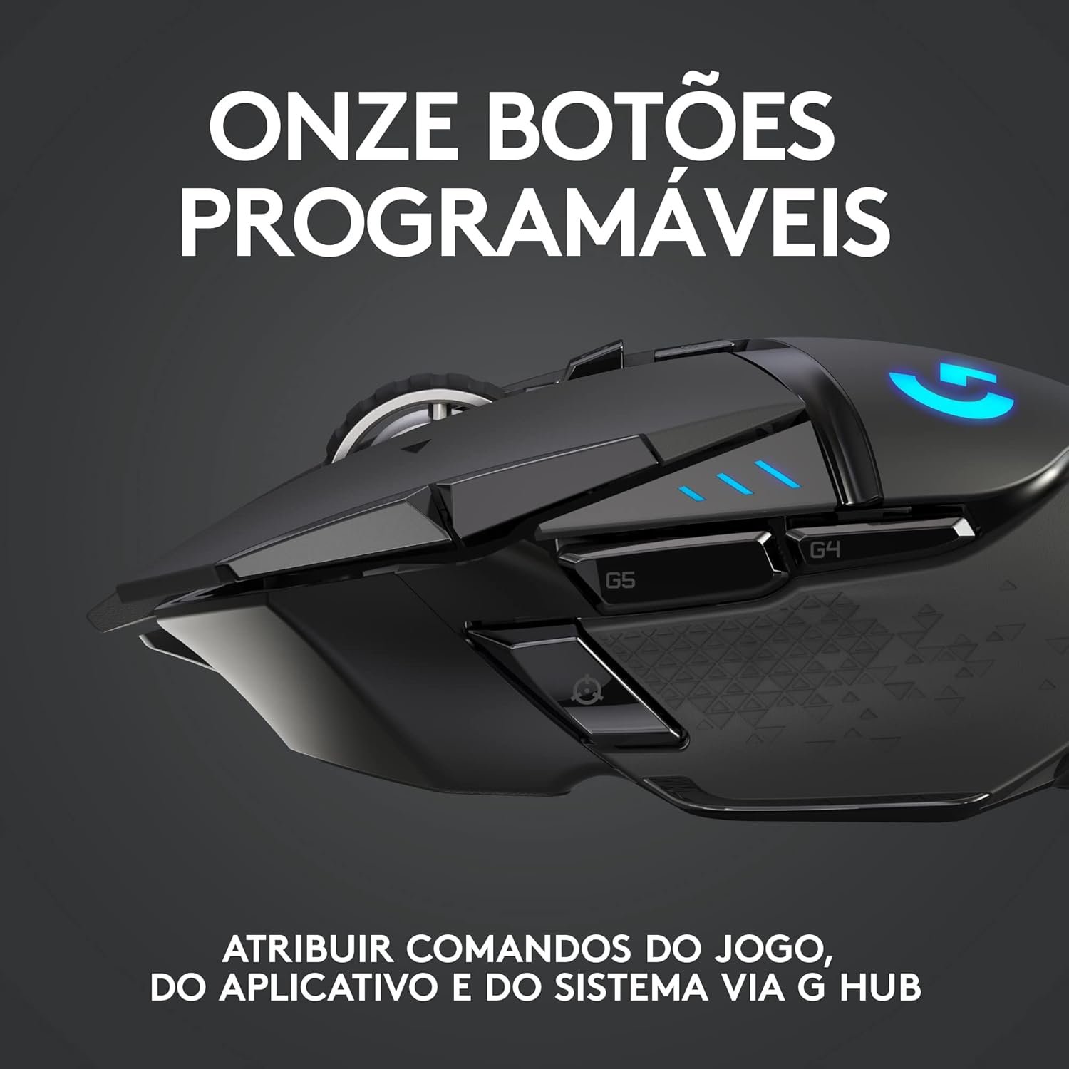 Mouse Gamer Sem Fio Logitech G502 LIGHTSPEED com Tecnologia RGB LIGHTSYNC, Ajustes de Peso, 11 Botões Programáveis, Sensor HERO 25K e Bateria Recarregável - Compatível com POWERPLAY - Imagem 4
