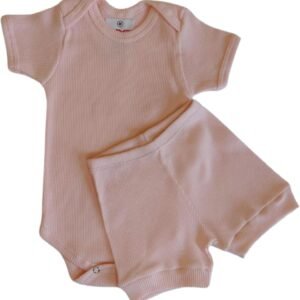 Kit Conjunto Body Short Tapa Fralda Bebê Liso Menino Menina Manga Curta Antialérgico Malha Algodão Canelado MXC BRASIL