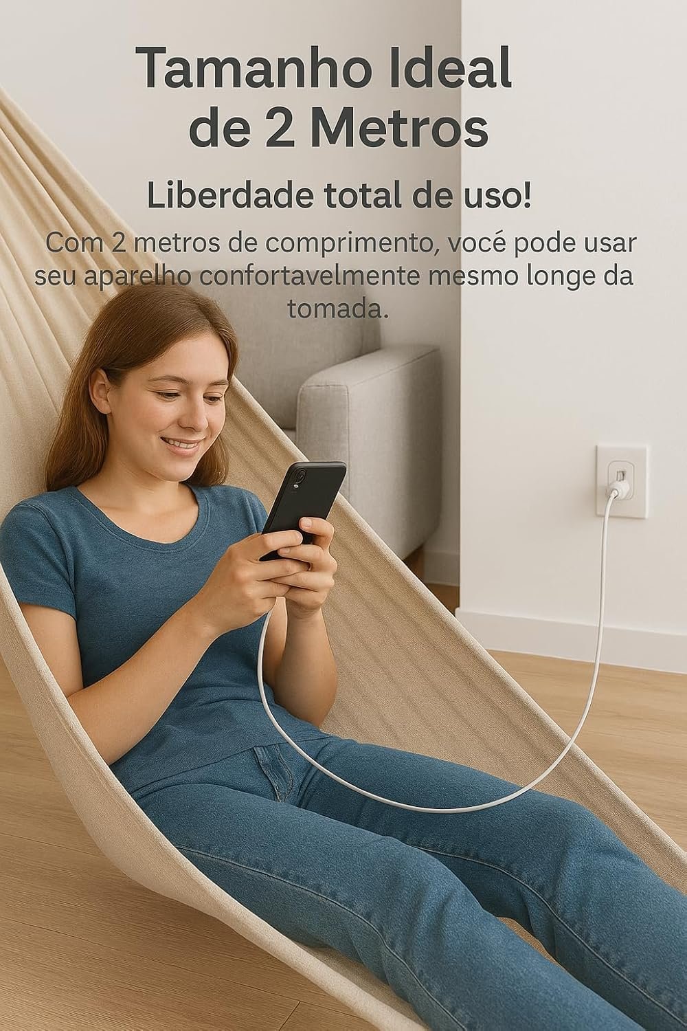 Cabo Carregador Turbo 2 Metros Trançado De Nylon Branco Compatível com iPhone 14/13/12/11/XR/XS/8/7/SE/Certificado Premium - Imagem 6