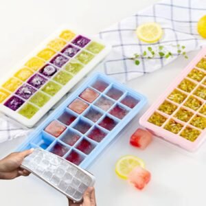 Forma Gelo Silicone 24 Cubos Flexível Durável Fácil de Limpar Com Tampa Rígida BPA Free