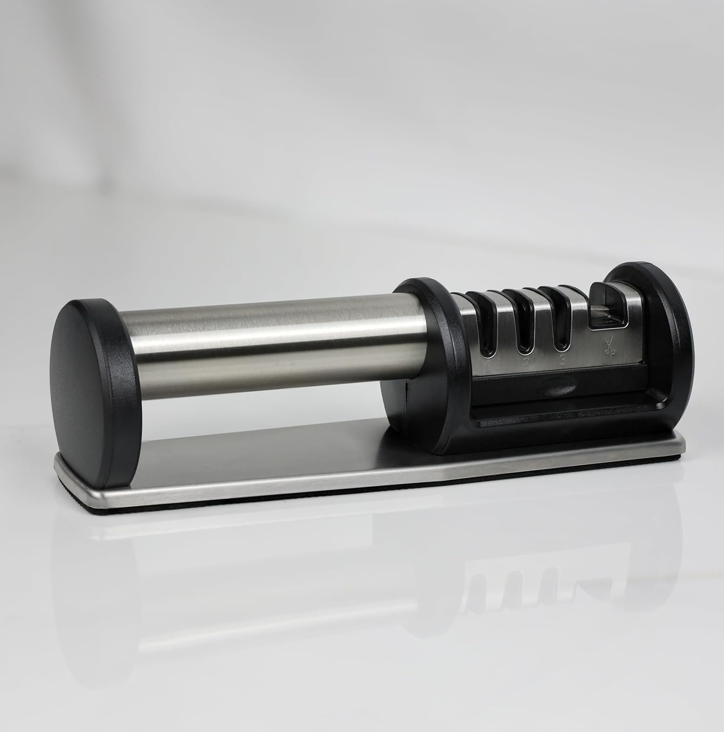 Afiador de Facas Detroit Amolador de Faca Cozinha Manual de Aço Inoxidável - 4 Estágios de Afiação Completa para Uso Doméstico e Chefs - Reviver Facas Cegas - Afiar e Polir Lâminas de Facas e Tesouras - Imagem 9