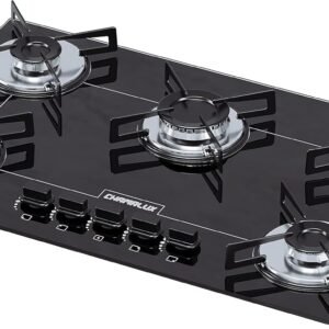 Cooktop 5 bocas Chamalux ultra chama Bivolt Trempe de Chapa Preto