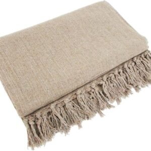 Manta Para Sofá Em Algodão Caramelo Mesclado 2,40 X 1,80