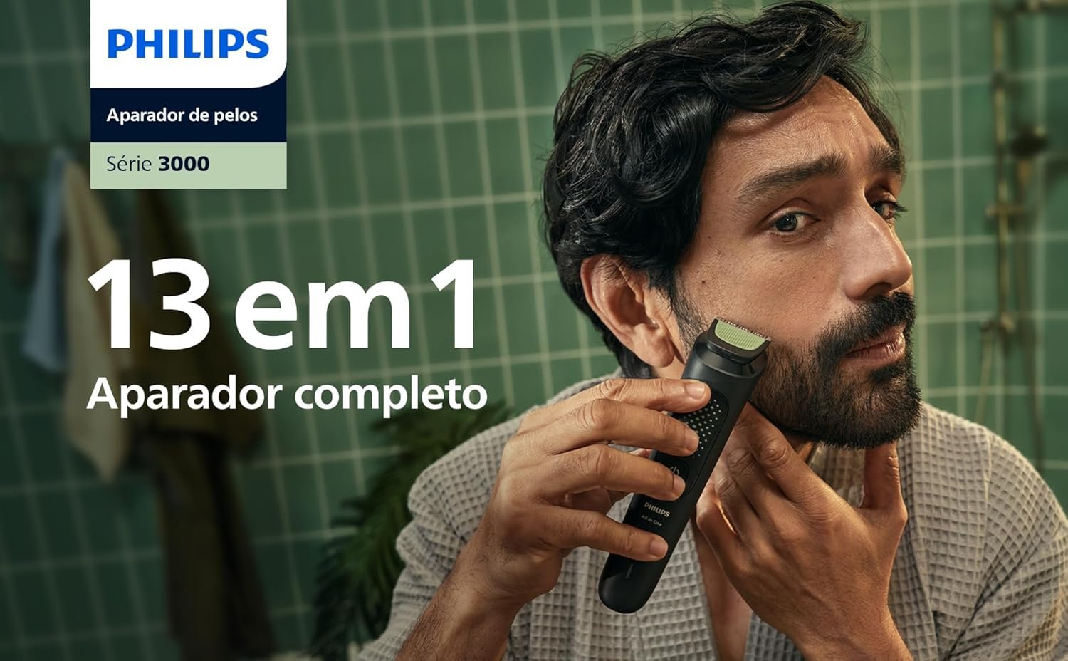 Philips Multigroom Aparador de Pelos 13 em 1 - Barbeador elétrico e Aparador para Rosto, Cabeça e Corpo, Lâminas Autoafiáveis e Amigáveis à Pele, 13 Configurações de Comprimento, Modelo MG3941/15 - Imagem 4