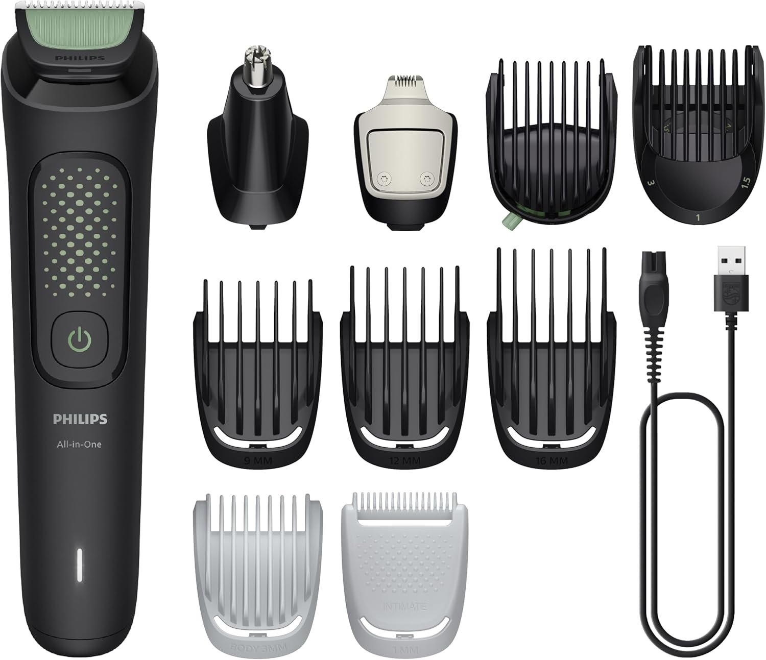 Philips Multigroom Aparador de Pelos 13 em 1 - Barbeador elétrico e Aparador para Rosto, Cabeça e Corpo, Lâminas Autoafiáveis e Amigáveis à Pele, 13 Configurações de Comprimento, Modelo MG3941/15