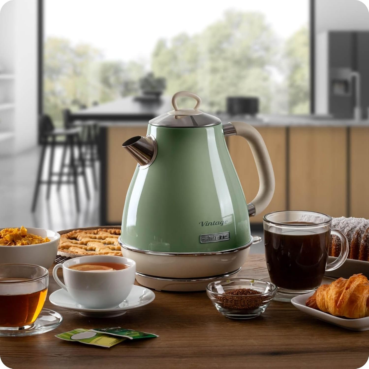 Ariete 2869, Chaleira Eletrica Vintage Verde, Aço Inoxidável, 1.7 L, Desligamento Automático, Base 360º, 1850 Wats - 220V - Imagem 4