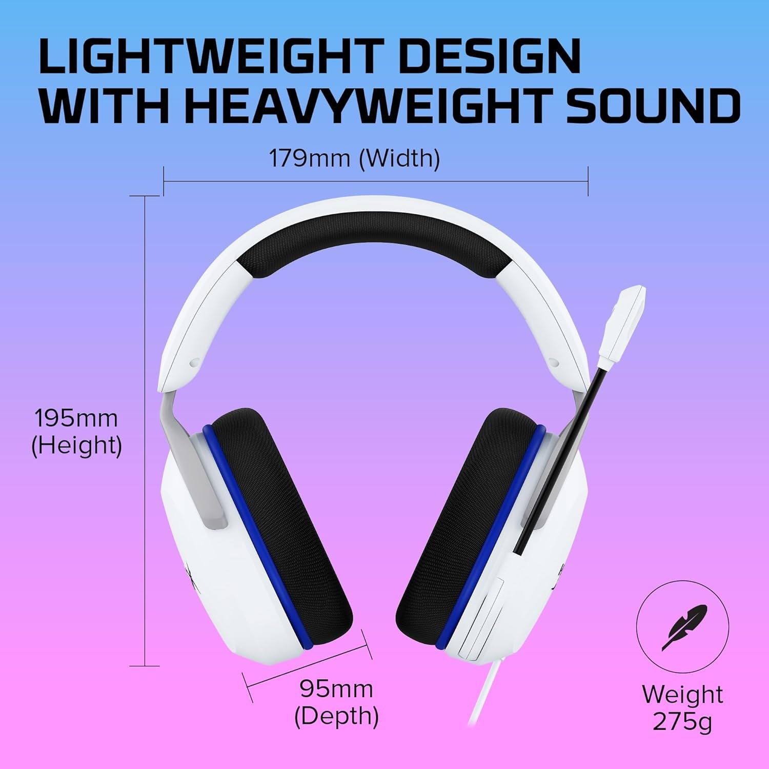 Headset Gamer HyperX Cloud Stinger 2 Core PS5 - para PlayStation, Headset Leve, Microfone com Função de Girar para Silenciar, Drivers de 40 mm, Branco (6H9B5AA) - Imagem 7