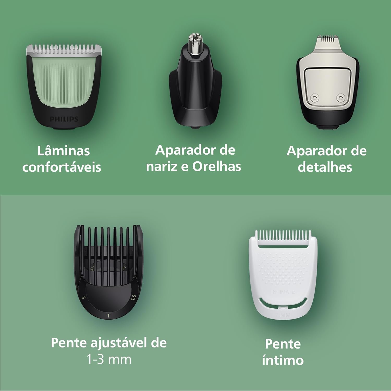Philips Multigroom Aparador de Pelos 13 em 1 - Barbeador elétrico e Aparador para Rosto, Cabeça e Corpo, Lâminas Autoafiáveis e Amigáveis à Pele, 13 Configurações de Comprimento, Modelo MG3941/15 - Imagem 7