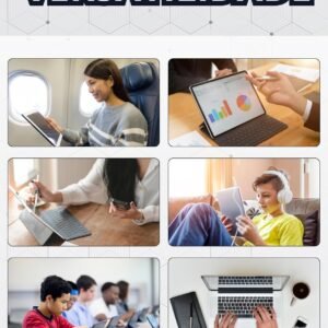 Kit Teclado e Mouse Bluetooth Sem Fio, Recarregável com USB-C, Ultrafino e Portátil, Compatível com iPad, iPhone, Android, Tablets (Preto)