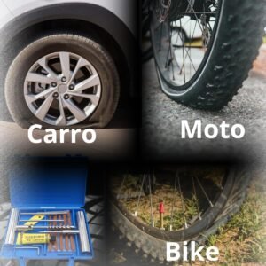 Kit Reparo de Pneus 12 Peças c/Maleta – Maleta Azul Portátil, Macarrão, Escariador, Aplicador, Estilete e Cola – Carro, Moto, Bike – Remendo Sem Câmara Kit Reparo de Pneus 12 Peças c/Maleta – Maleta Azul Portátil, Macarrão, Escariador, Aplicador, Estilete e Cola – Carro, Moto, Bike – Remendo Sem Câmara
