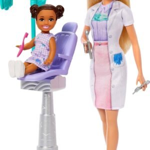 Barbie Profissões Conjunto de Brinquedo Dentista de Cabelo Loiro com Menina para crianças a partir de 3 anos