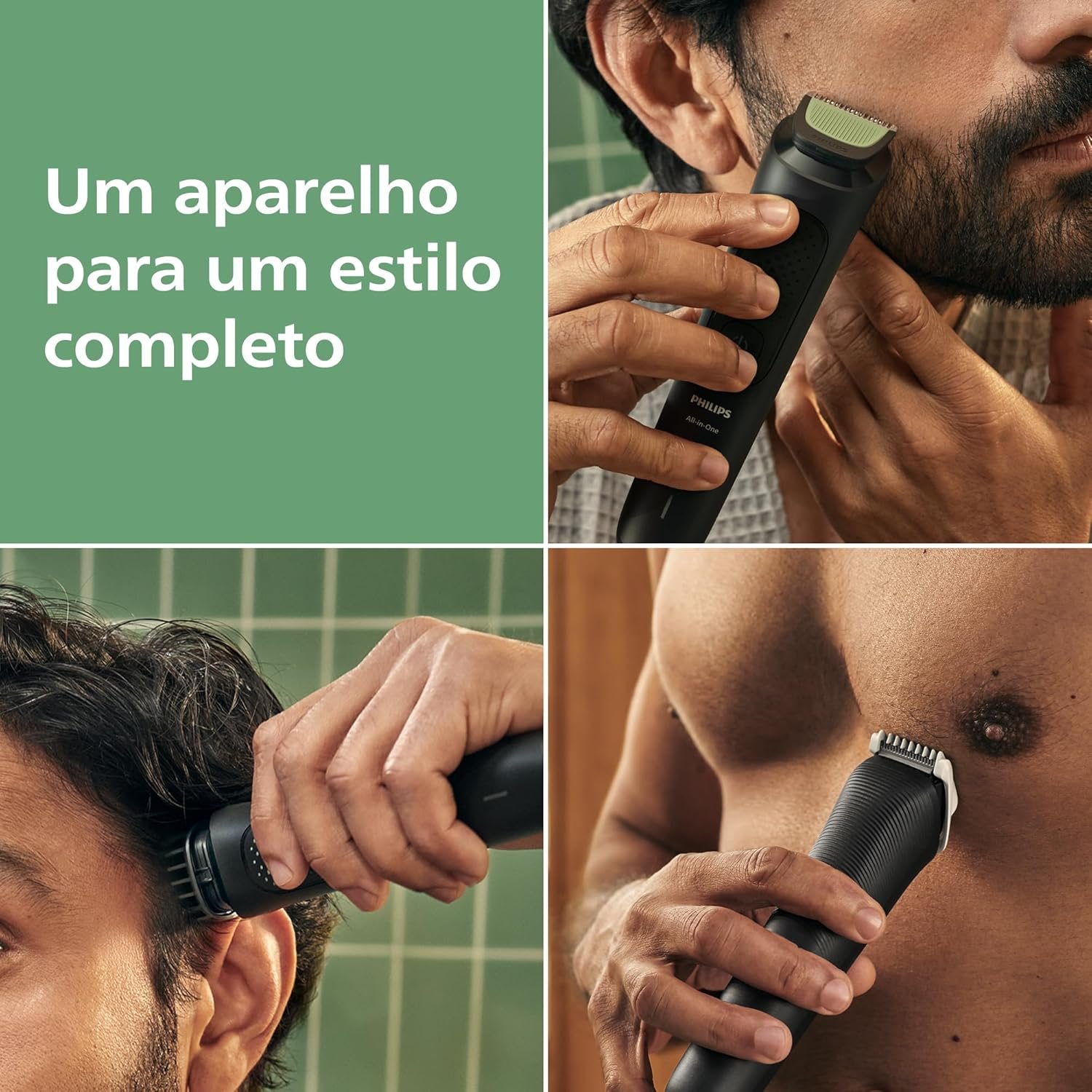 Philips Multigroom Aparador de Pelos 10 em 1 3000 Series, Barbeador elétrico e Aparador para Rosto, Cabeça e Corpo, Lâminas Autoafiáveis para a Pele, 10 Configurações de Comprimento, Modelo MG3931/15 - Imagem 5