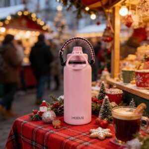 Garrafa Térmica De Água Isolada 1000ml Quente & Frio De Aço Inox Com Alça (Rosa)