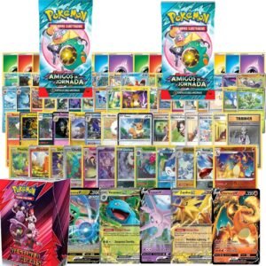 40 Cartas Pokemon Nenhuma Repetida + 2 Boosters Pokémon Lacrados Amigos de Jornada