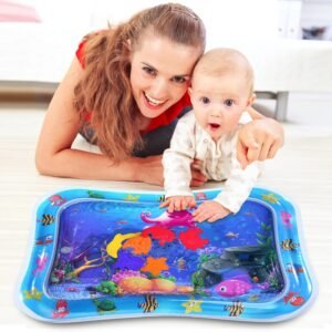Tapete Inflável Sensorial para Bebê – Estimulação com Água Morna ou Fria, Peixinhos Flutuantes e Bordas de Ar – 50×70 cm | Diversão, Coordenação e Desenvolvimento Motor