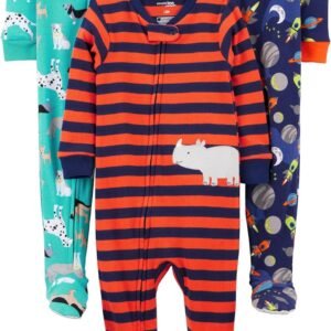 Macacão de dormir para bebês Pijama de algodão com pés justos Simple Joys by Carter’sMeninos
