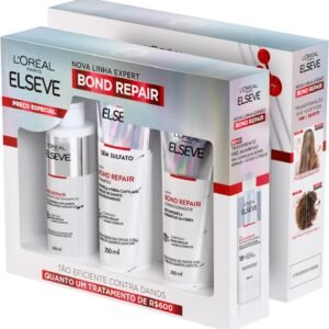 L’Oréal Paris Elseve Bond Repair Kit Tratamento Completo Reparação Molecular com Ácido Cítrico, Reconstrói Ligações e Devolve Força aos Cabelos Danificados (Pré-Shampoo + Shampoo + Condicionador)