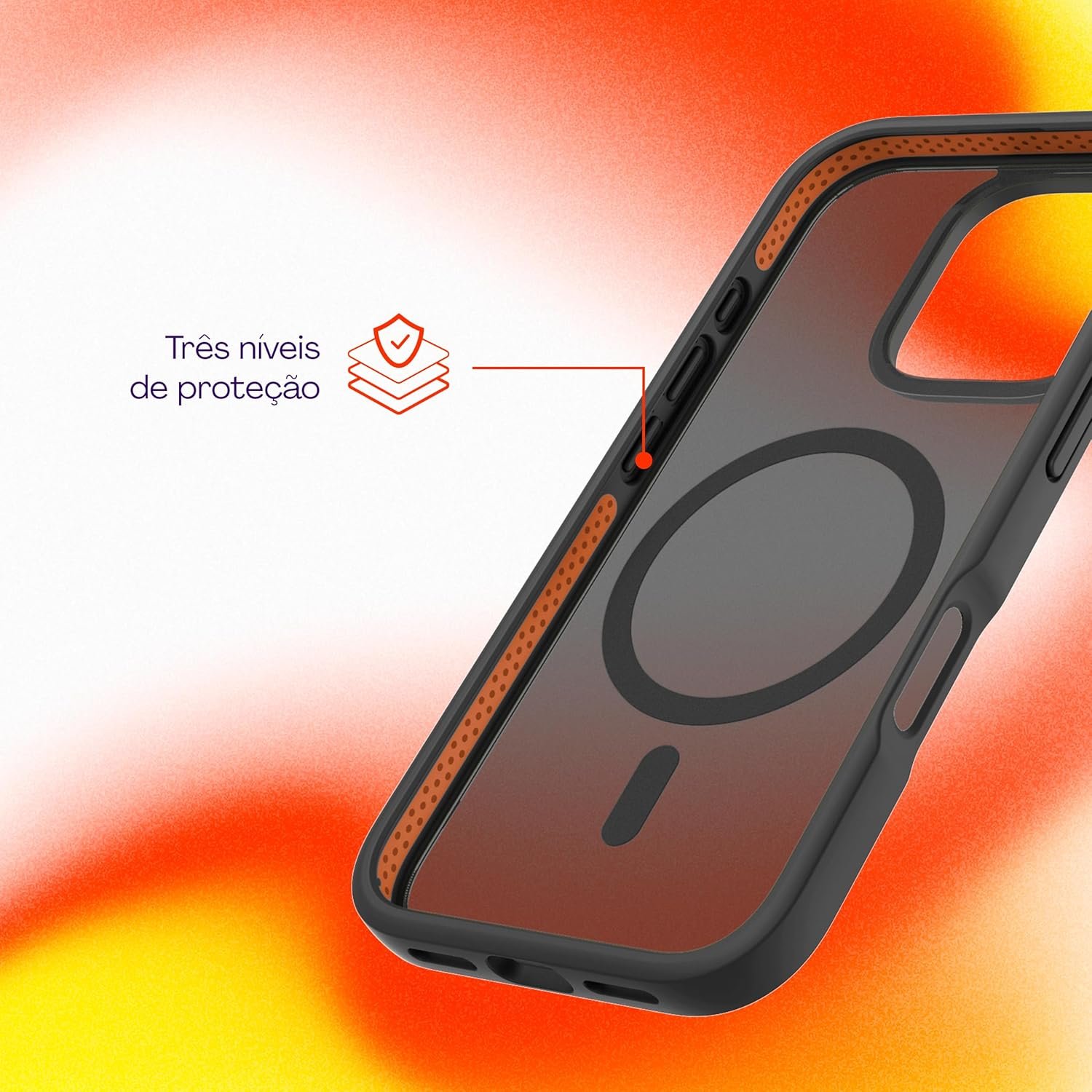 Geonav Capa Anti-Impacto para iPhone 16 Pro, TPU flexível nas extremidades, proteção anti-shock e policarbonato, Compatível com o sistema de ímãs MagSafe®, IPI16PBK, Transparente fosco/Preto - Imagem 2