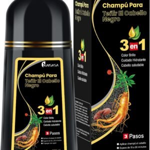 Shampoo Colorante KAISASA 3 em 1 para Cabelos Grisalhos, Preto, Efeito Semipermanente, com Óleo de Argan e Cúrcuma
