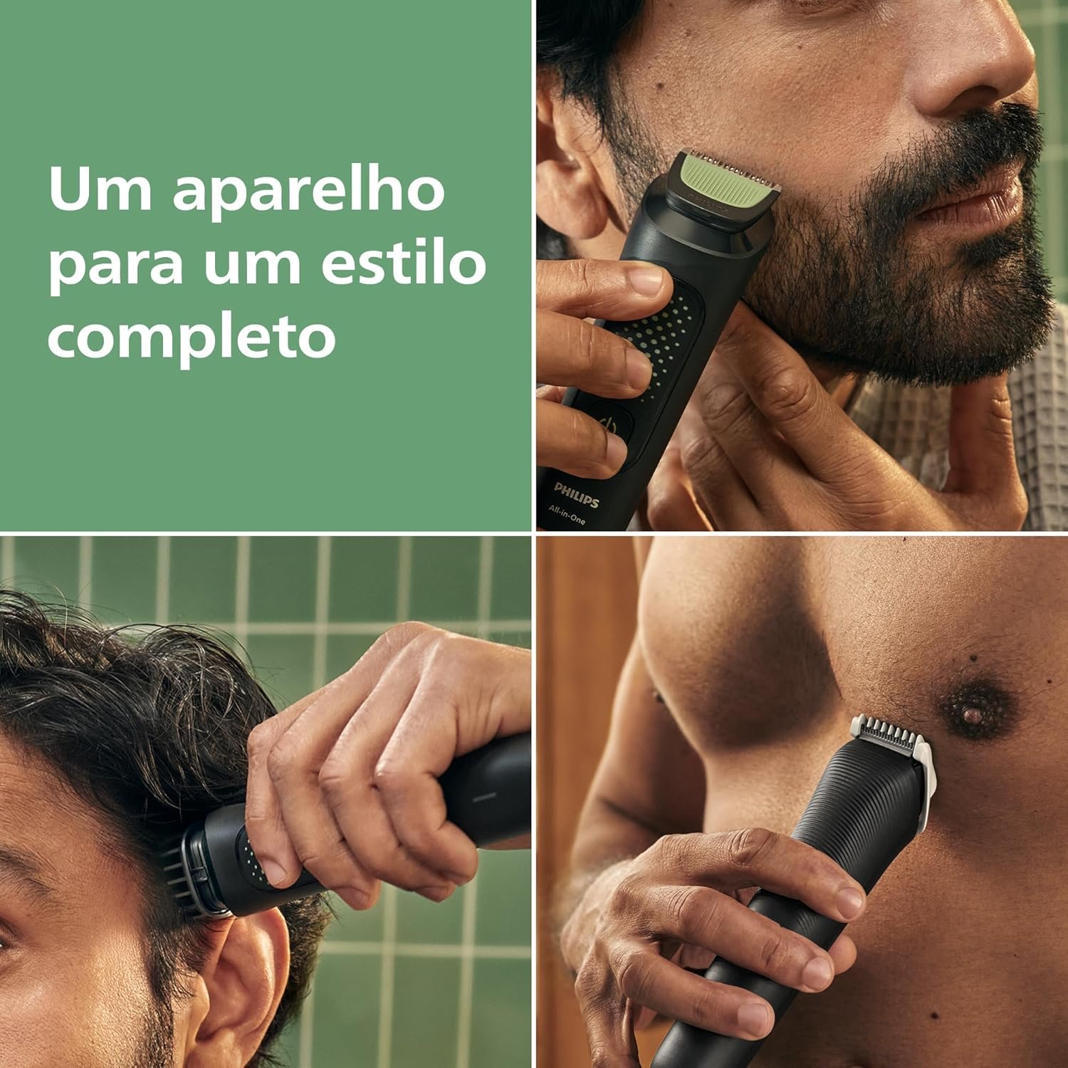 Philips Multigroom Aparador de Pelos 13 em 1 - Barbeador elétrico e Aparador para Rosto, Cabeça e Corpo, Lâminas Autoafiáveis e Amigáveis à Pele, 13 Configurações de Comprimento, Modelo MG3941/15 - Imagem 5