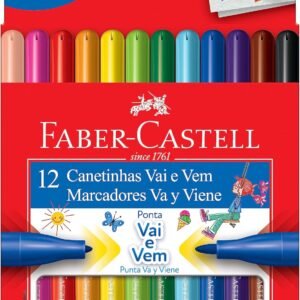 Canetinha Vai e Vem 12 Cores, Faber-Castell, 15.0112VVZF, Multicor