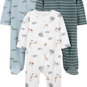 Macacão de dormir para bebês Pacote com 3 neutros para dormir e brincar Simple Joys by Carter’sbebê-unissex