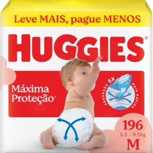 Huggies Supreme Care Fralda Descartável Tamanho, com Tecnologia Xtra-Flex e Canais em X, M, 196 Unidades