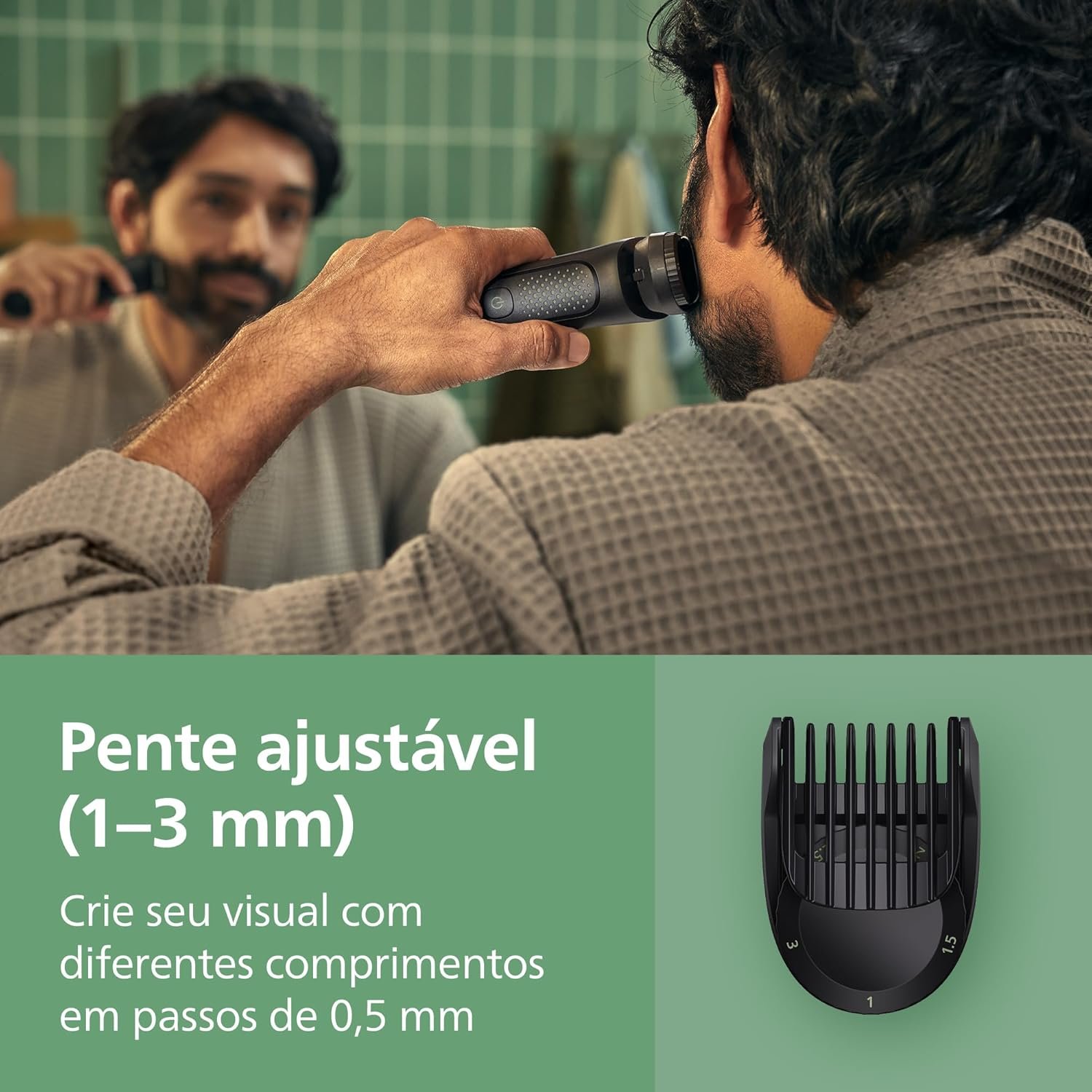 Philips Multigroom Aparador de Pelos 13 em 1 - Barbeador elétrico e Aparador para Rosto, Cabeça e Corpo, Lâminas Autoafiáveis e Amigáveis à Pele, 13 Configurações de Comprimento, Modelo MG3941/15 - Imagem 8