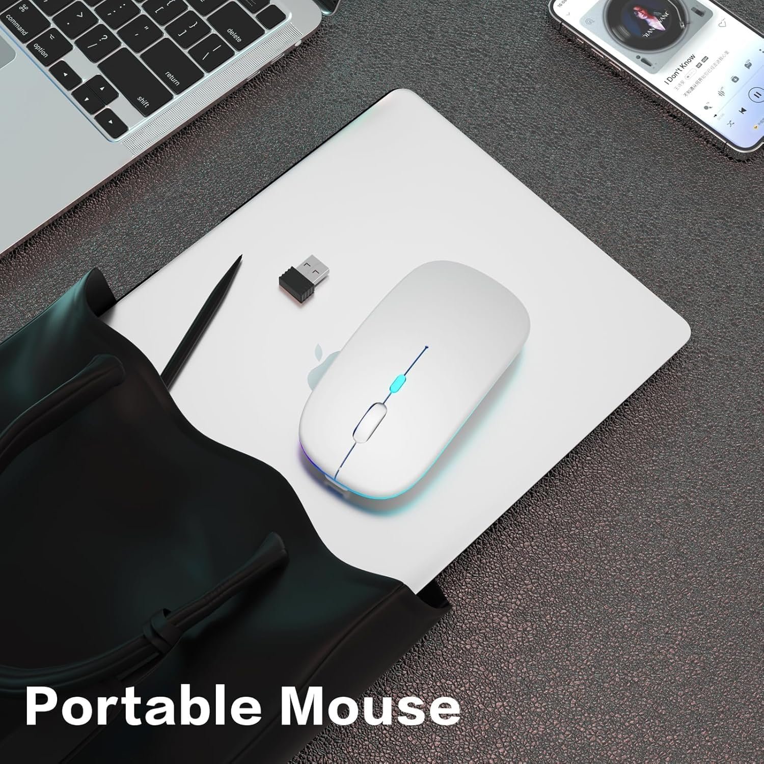 Mouse Sem Fio Recarregável com LED RGB Design Ergonômico Conexão USB Bluetooth Compatível com PC Notebook e Home Office (Branco) - Imagem 6