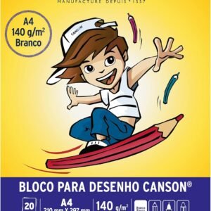 Bloco Desenho A4 140g/m², Canson, 66667070, Branco, 20 Folhas