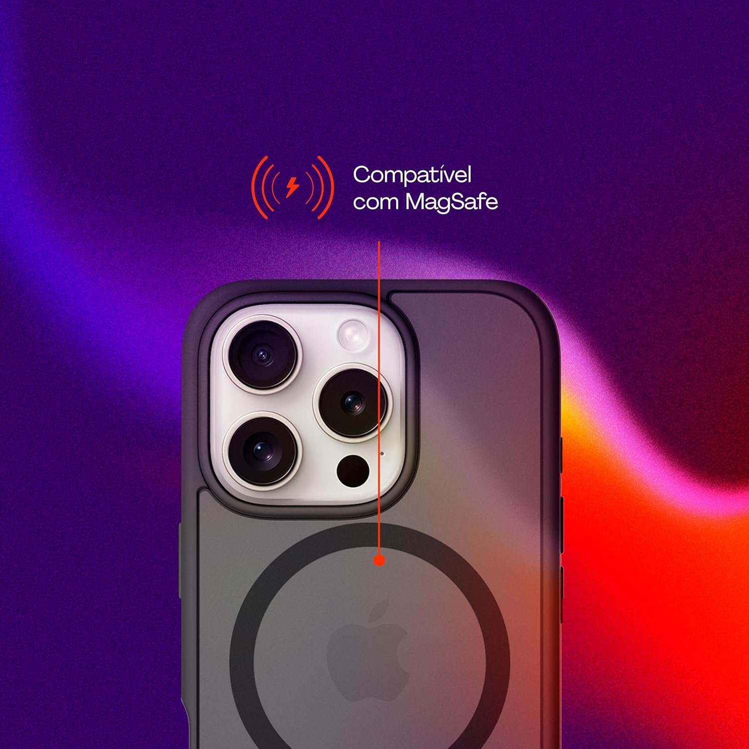 Geonav Capa Anti-Impacto para iPhone 16 Pro, TPU flexível nas extremidades, proteção anti-shock e policarbonato, Compatível com o sistema de ímãs MagSafe®, IPI16PBK, Transparente fosco/Preto - Imagem 4