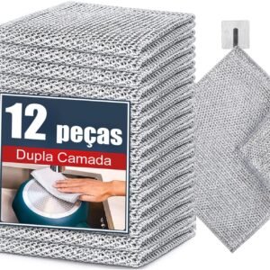 Kit 12 Pano de Limpeza Multiuso em Malha de Aço, Não Risca, Sem Odor, Reutilizável para Louças, Panelas, Pia e Fogão, Uso Seco e Molhado, 20x20cm Kit 12 Pano de Limpeza Multiuso em Malha de Aço, Não Risca, Sem Odor, Reutilizável para Louças, Panelas, Pia e Fogão, Uso Seco e Molhado, 20x20cm