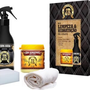 Kit Limpa e Hidrata Couro JR – 200g – Banco automotivo, jaqueta, sofá, sela, bolsa, bota e sapato em couro Kit Limpa e Hidrata Couro JR – 200g – Banco automotivo, jaqueta, sofá, sela, bolsa, bota e sapato em couro