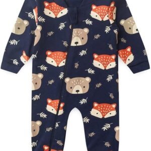 Macacão Bebê sem Pé com Zíper Suedine Estampado (RN/P/M/G/1)