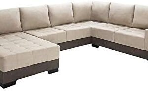 Sofá de Canto 5 Lugares com Chaise Esquerdo Patrícia Suede Areia
