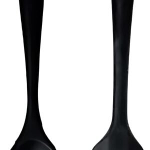 Espátula e Colher de Silicone Inteiriço, 27 cm, Resistente e Flexível, Kit de Cozinha, Cor Preta