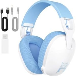 ONIKUMA GAMING B2 Headset Gamer Sem Fio para PS5, PS4, PC, 2.4GHz/Bluetooth 5.3, Branco, Over Ear
