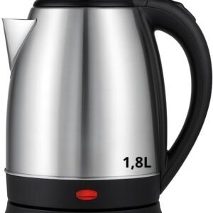 Chaleira Elétrica 1,8L Inox 127v – Ferve Água Rápido, Desligamento Automático, Proteção Contra Superaquecimento, Jarra Sem Fio Com Base 360° Fácil Abertura Tampa Alça Premium