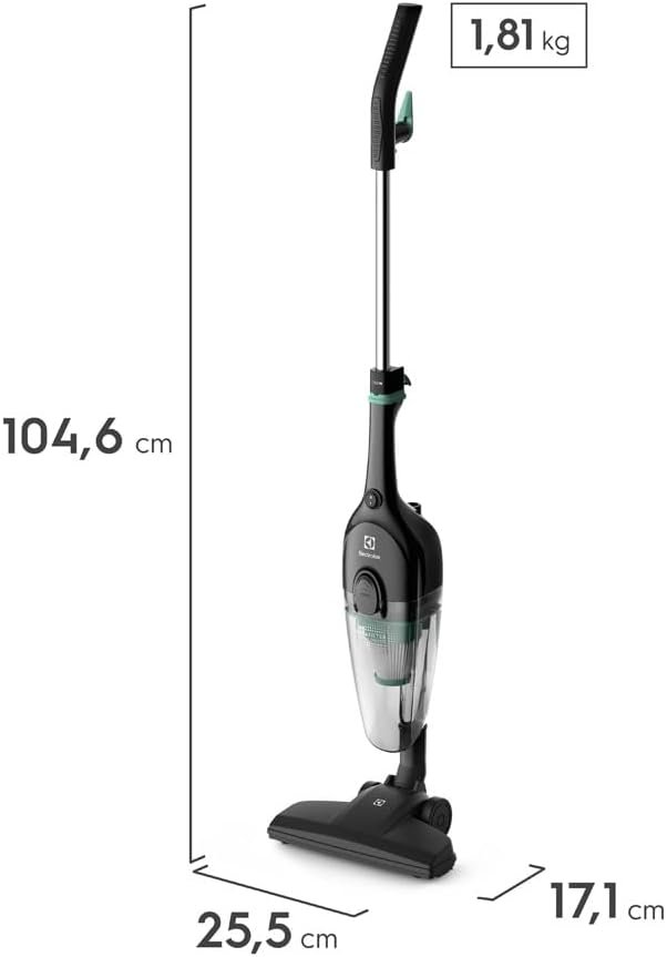 Aspirador pó vertical com fio portátil de mão 2 em 1 1100W cabo 5m capacidade 1,2L filtro HEPA Electrolux STK12 preto 127v - Imagem 3