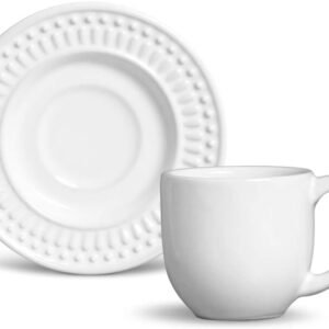 Porto Brasil Conjunto com 6 Xícaras de Café com Pires Roma Branco