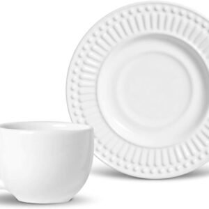 Porto Brasil Conjunto com 6 Xícaras de Chá com 6 Pires Roma Branco