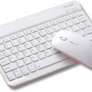 Kit Teclado e Mouse Bluetooth Sem Fio, Recarregável com USB-C, Ultrafino e Portátil, Compatível com iPad, iPhone, Android, Tablets (Branco)