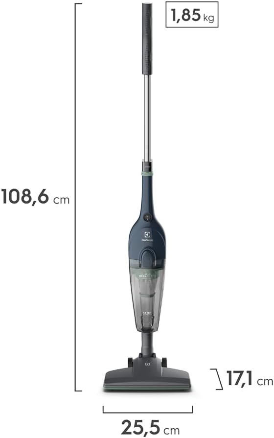 Aspirador pó vertical com fio portátil de mão 2 em 1 1450W cabo 5m capacidade 1,6L filtro HEPA Electrolux STK14 Azul Denim 127v - Imagem 3